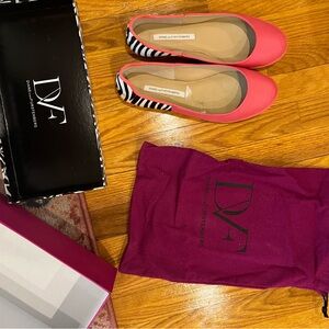 Diane von Furstenburg ballet flats, hot pink zebra pattern
